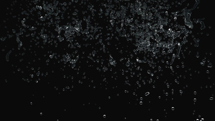 Fototapeta na wymiar abstract transparent water splash overlay explosion crown shape on black.