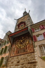 Astronomical Clock in Marktplaz in the old town in Solothurn by day, Switzerland