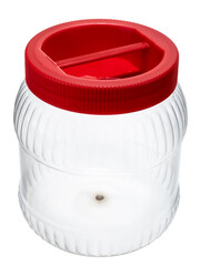 transparent plastic jar for kitchen with red lid