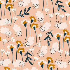 Seamless floral pattern with hand-drawn carnation flowers vector illustration. Good for textile, fabric, stationary, cover, wallpaper, wrapping wrap, card, greeting card.