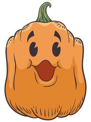 Pumpkin Taking Breath in Outlines Style ready to Celebrate Halloween, Vector Illustration