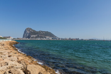 The rock of Gibraltar and its coast