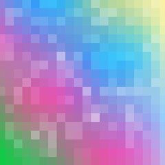 Abstract geometric background with squares of delicate shades of green, pink, green, yellow. Dissolved filled square dotted vector icon with disintegrating effect. Vector graphics. 