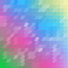 Abstract geometric background from a pattern of half circles in delicate blue, pink, yellow, green, white halftones. Vector graphics.