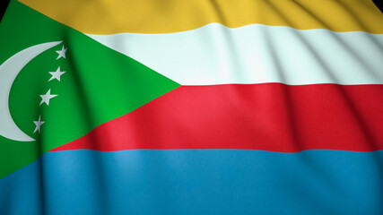 Waving realistic Comoros flag background. 3d illustration