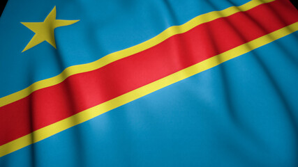 Waving realistic Democratic Republic of Congo flag background. 3d illustration