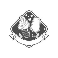 Vector logo, badge, symbol, icon template design Ice Cream Theme
