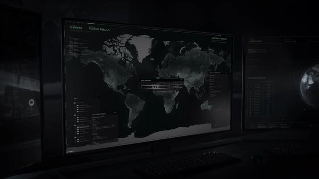 Log in to the search system. Authentication protocol is performed. Request is sent. Search is in progress. Scanning world map. No result in Europe and Africa.The object is initialized in Spaceport. 