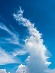 Obraz premium The sky with a beautiful white cloud is moving with the wind.