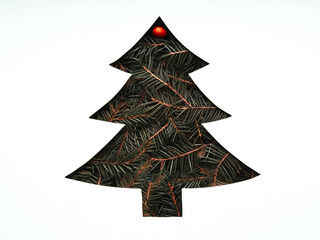 Christmas tree made of fir-tree branches. Xmas symbol, Holiday concept.