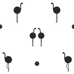 Ostrich birds repeat pattern and seamless vector