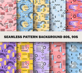 Seamless patterns background 80s, 90s