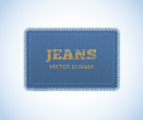 Background of Denim texture. Jeans realistic banner. Vector eps10