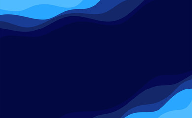 Blue ocean wave layer banner vector with dark background with copy space for text