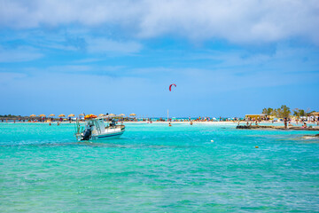 Tropical sandy beach with turquoise water, in Elafonisi, Crete, Greece
