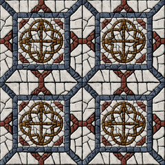 Embossed tiles made of natural stone. Element for interior design. Marble mosaic. Background texture