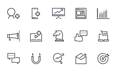 Set of Marketing, online marketing vector icon illustration
