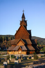 Heddal stave church dating from the 12th-13th centuries. The largest stave church in Norway