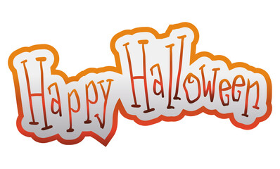 Handwritten Sign with Outline to Celebrate a Happy Halloween, Vector Illustration