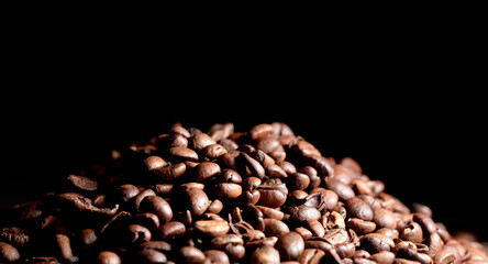 coffee beans with black background