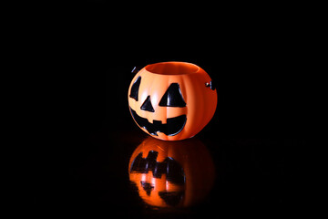 Scary Pumpkin face and shadow for Halloween concept.
