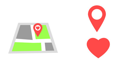 Flat colorful map icon with pin marker.