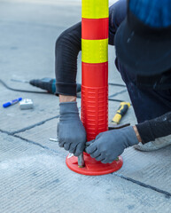 Traffic cone in the road