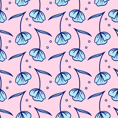 flower vector seamless pattern with hand-drawn tulips on a pink background. can be used as Wallpaper, background, design of packaging paper, textiles, notebooks, clothing.