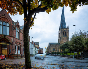 The crooked spire of the Church of St Mary and All Saints in Chesterfield
