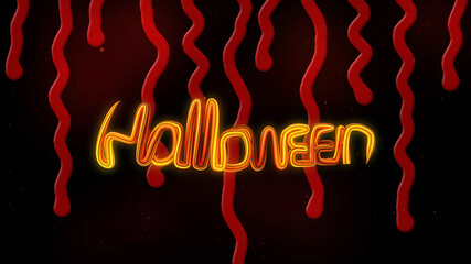 Halloween 3d background with blood drops and shining particles