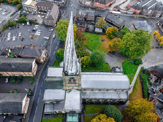 The crooked spire of the Church of St Mary and All Saints in Chesterfield
