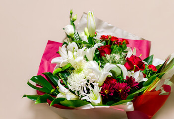 beautiful bouquet with natural bright flowers