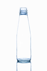 Clear glass bottles clean on a white background