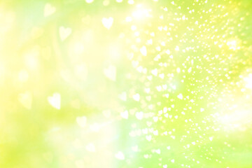 喜びのハートの緑の背景