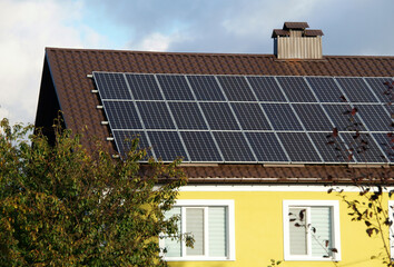 Solar panels on the roof of house.