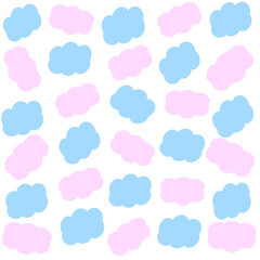 Colorful poster with pink and blue clouds "boy or girl" for a gender reveal party. Enter your opinion, what do you think. Decoration for a gender party. Vector illustration.