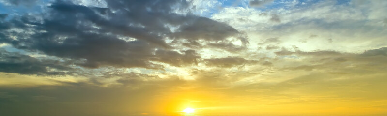 dusk yellow sun panoramic heaven