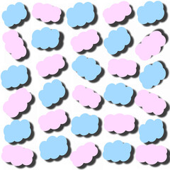 Color poster with pink and blue clouds 