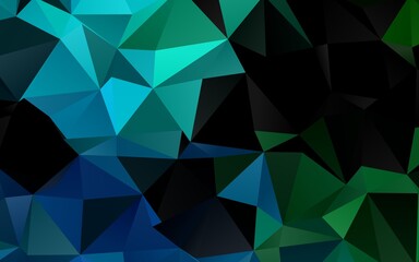 Obraz premium Dark Blue, Green vector shining triangular pattern.