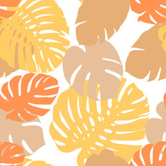 Seamless tropical pattern with monstera leaves