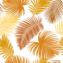 Fototapeta na wymiar Seamless tropical pattern with palm leaves