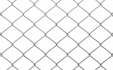 Steel wire mesh fence with white background