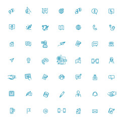 Thin lines web icons set. Contact us
