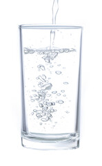 glass of water on a white background