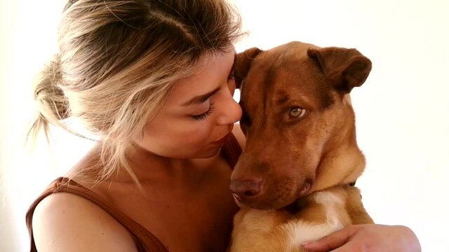 girl and dog