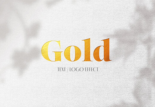 Gold Effect on White Paper Mockup