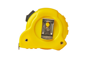 Naklejka premium Yellow tape measure isolated on white background