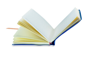 A separate blue notebook on a white background