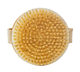 Wooden massager with natural bristle, isolated on white