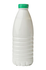 A bottle of kefir isolated on white background Close up